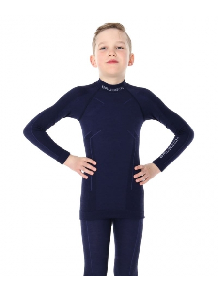 Термобелье детское блуза подростковая Brubeck ACTIVE WOOL JUNIOR navy blue