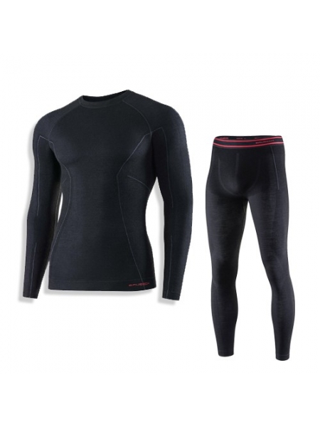 Термобілизна чоловіча комплект (блуза+штаны) Brubeck ACTIVE WOOL black