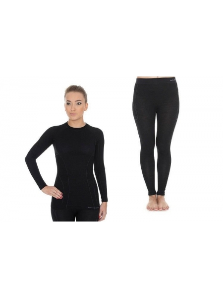 Термобілизна жіноча комплект (блуза+штани) Brubeck ACTIVE WOOL black